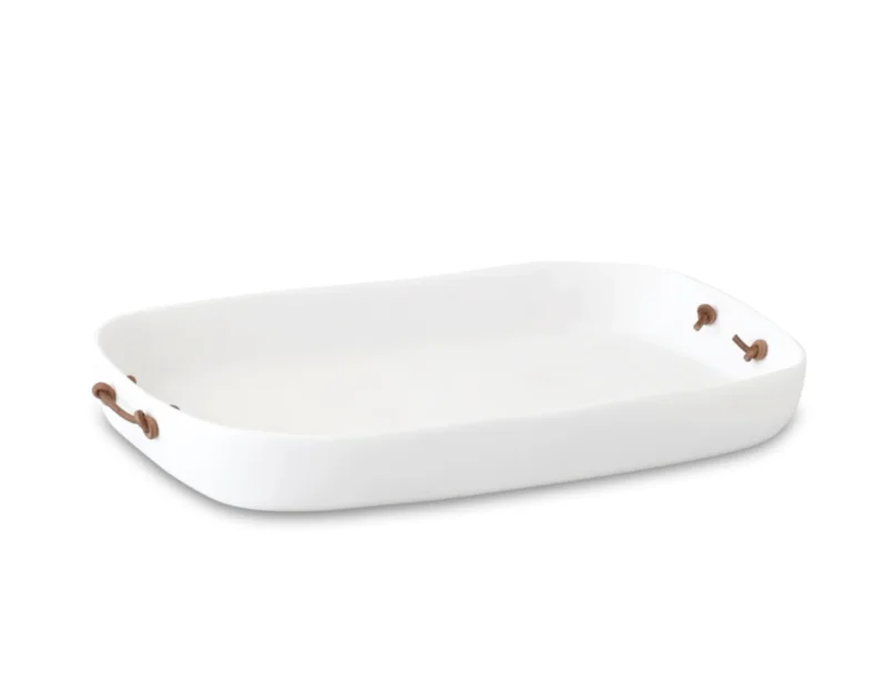 Extra Large Tray With Leather Handles