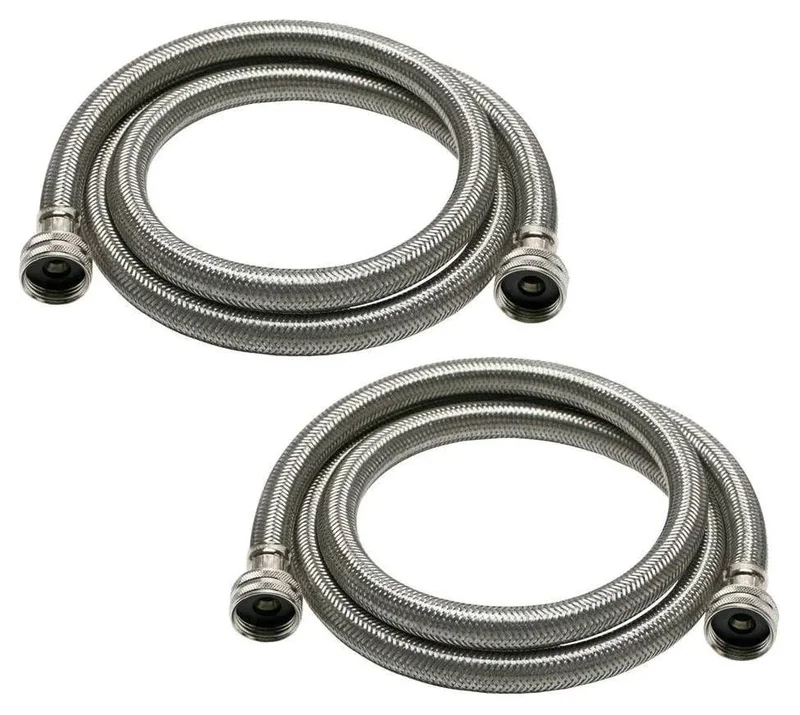 EZ FLO - 48372 Braided Stainless Steel Washing Machine Hoses - 48372 Stainless