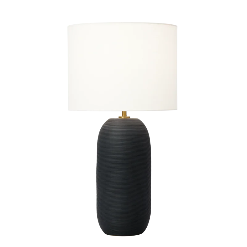 Fanny Slim Table Lamp, Rough Black Ceramic