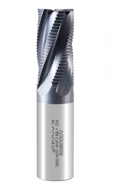 Fine Tooth, TiAlN Coated, M42-8% Cobalt Roughing End Mills
