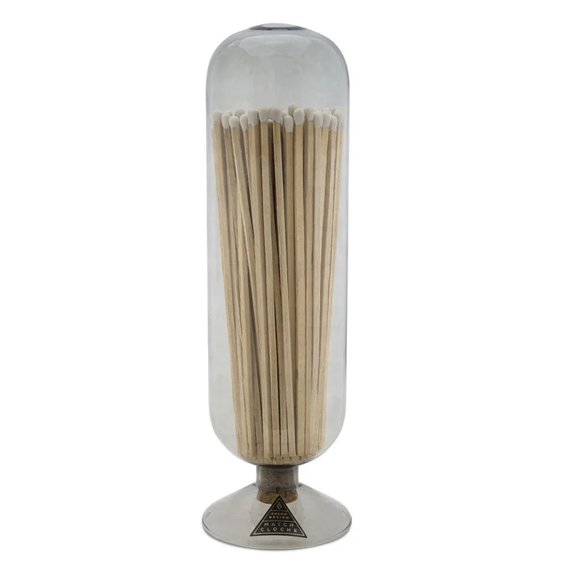Fireplace Match Cloche, Smoke, White Tips