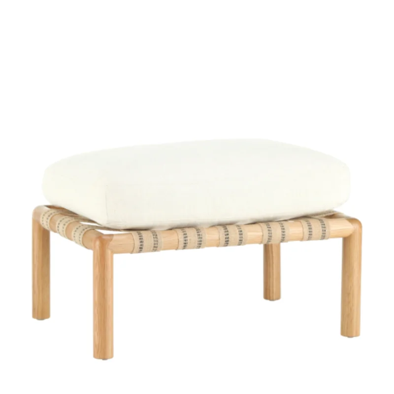 Flannery Footstool, Linosa Cream, 24W x 18D x 16H