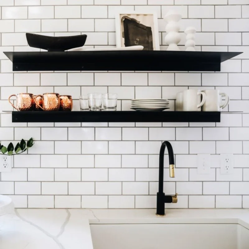Floating Metal Shelf - Black, White, or Olive Green Black