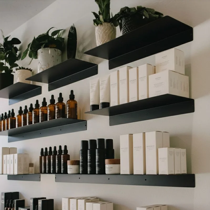 Floating Retail Display Shelf - Wall Mounted Black