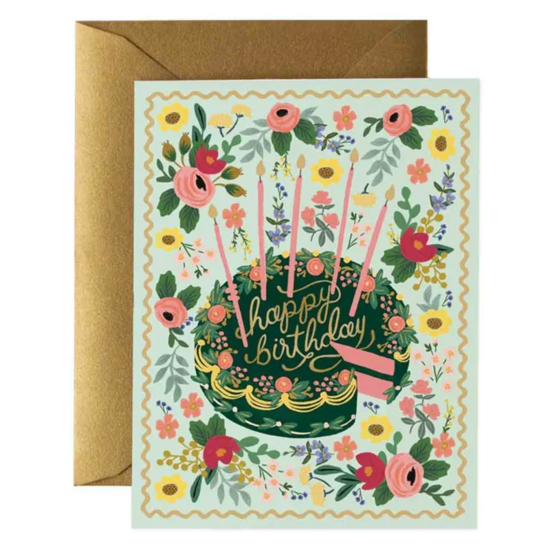 Floral Cake Birthday, Greeting Card
