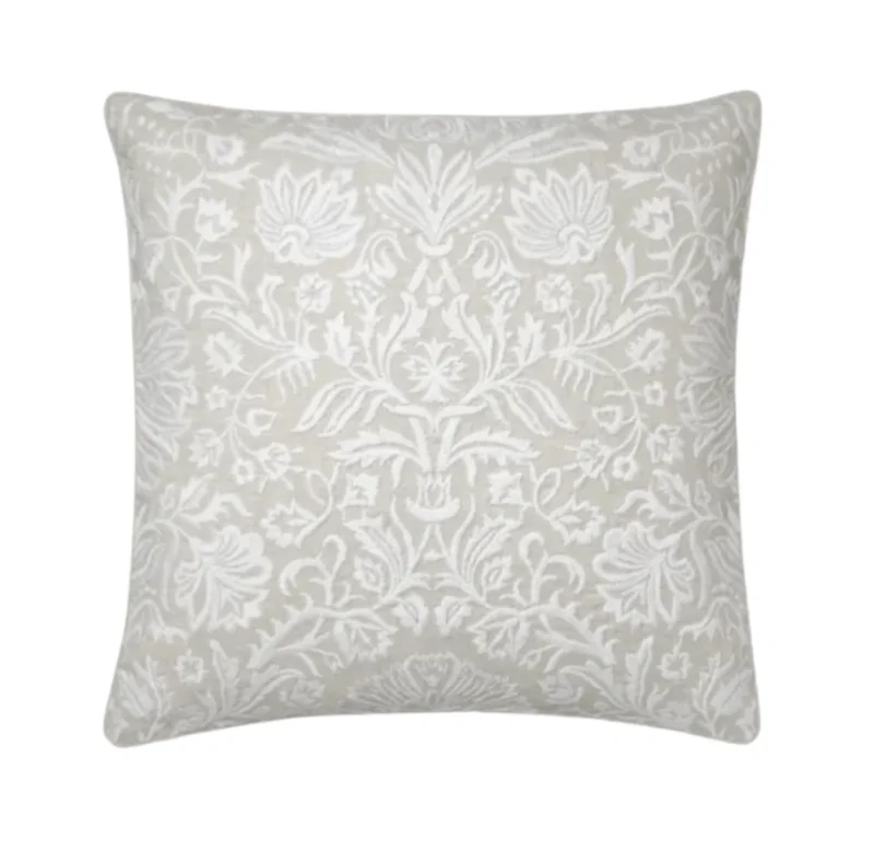 Floral Pillow Cover, White
