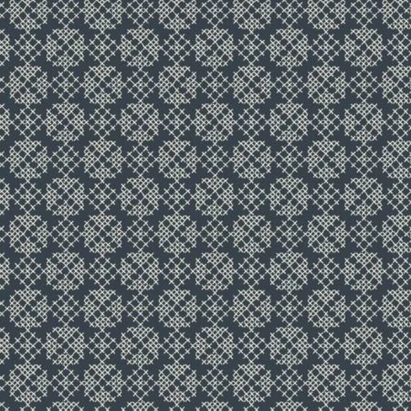 FOLK FLORAL: Cross stitch on navy blue (1/4 Yard)