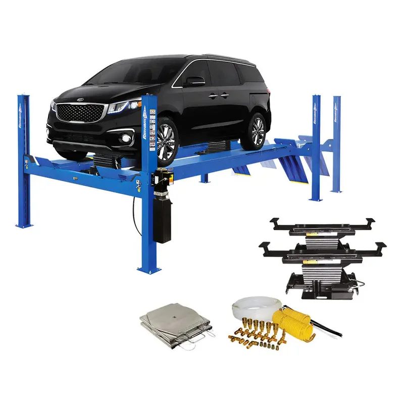 Forward Lift CRA14-EL Extra-Long 14K Alignment Four-Post Lift Bundle, Closed Front Blue
