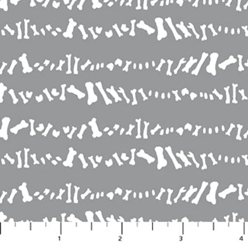 FOSSIL FOLKS: Bones-Gray (1/4 Yard)