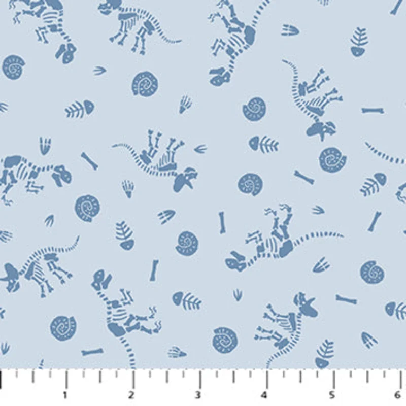 FOSSIL FOLKS: Fossils-Blue (1/4 Yard)