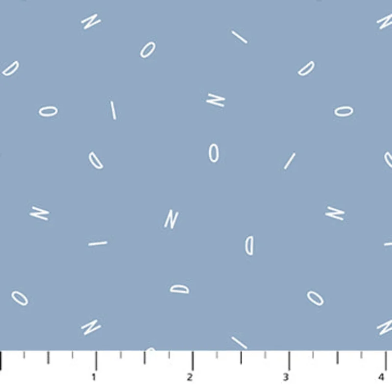 FOSSIL FOLKS: Letters-Blue (1/4 Yard)