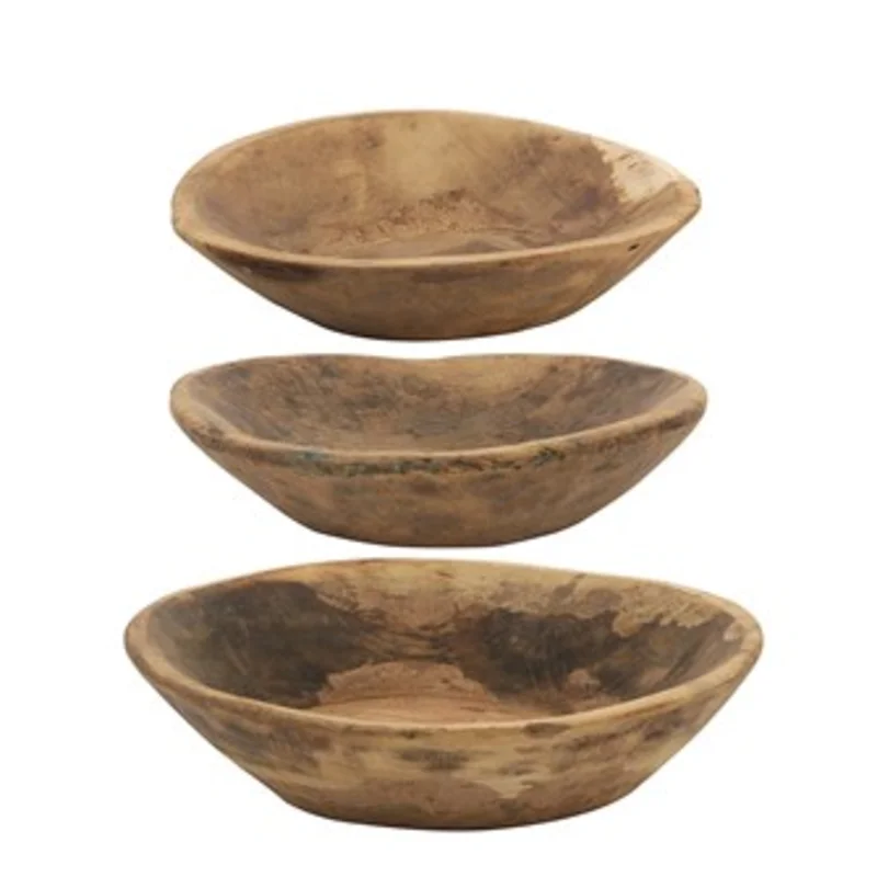 Found Wood Hand-Carved Bowls, 3 Sizes