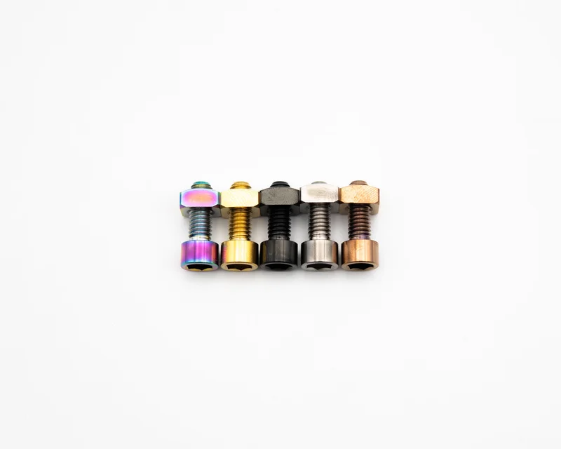 Fox Axle Titanium Pinch Bolt and Square Nut Rainbow Oil Slick