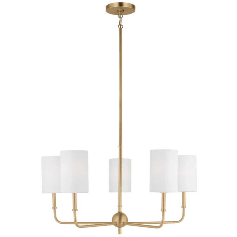 Foxdale Five Light Chandelier, Satin Brass