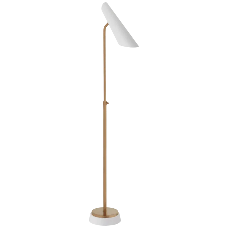Franca Adjustable Floor Lamp, Brass with White Shade
