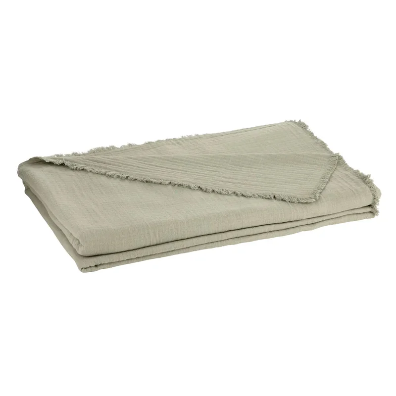 Fringe Matelasse Blanket King, Sage