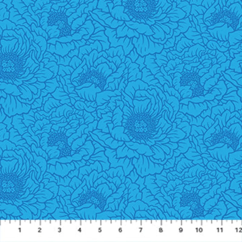 FULL BLOOM: Peony-Blue (1/4 Yard)