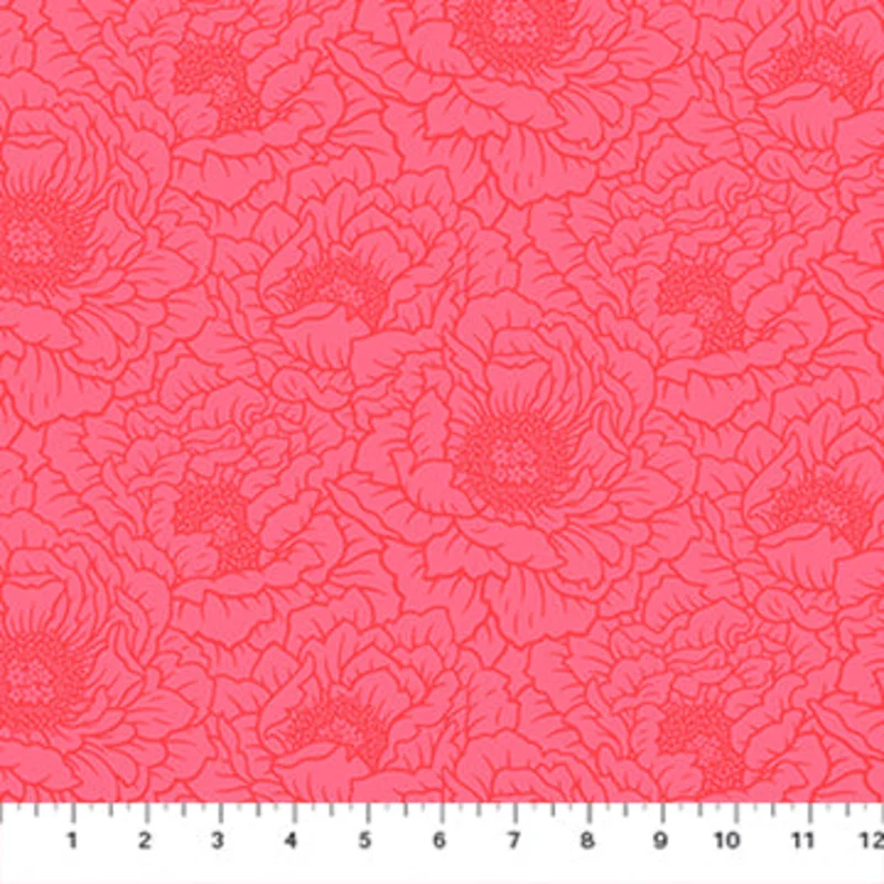FULL BLOOM: Peony-Coral (1/4 Yard)