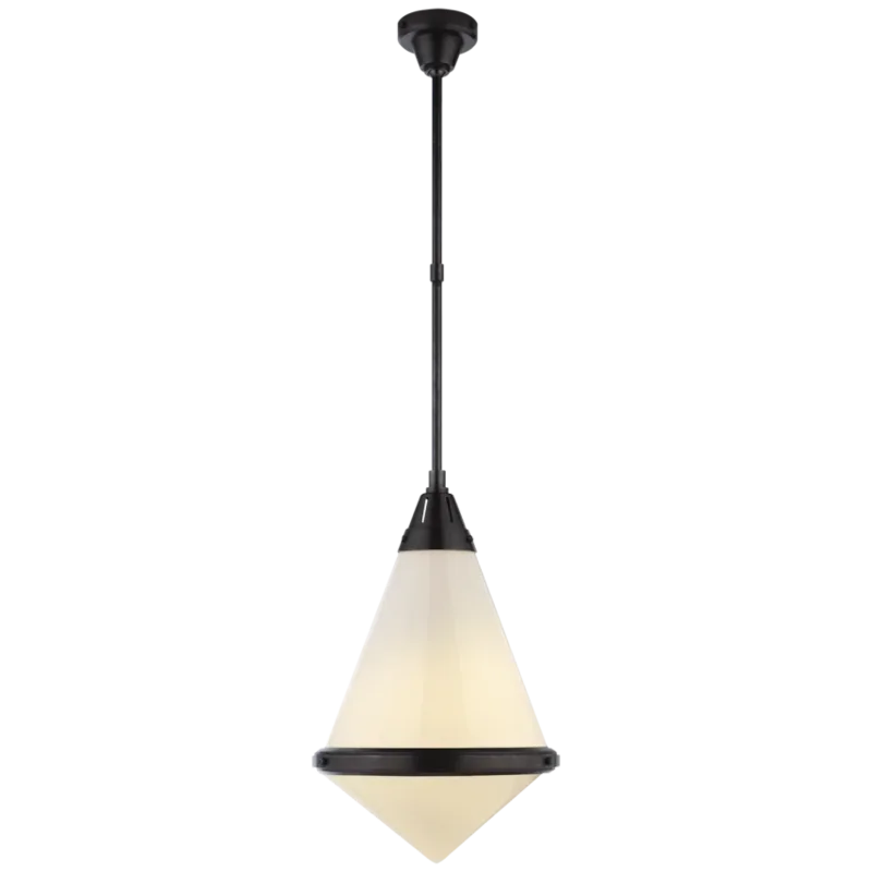 Gale Large Pendant, Bronze with White Glass