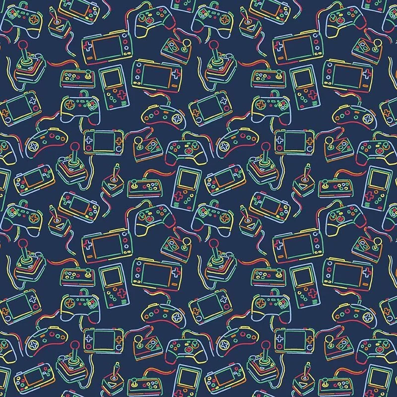 GAME OVER: Console Yourself-Navy (1/4 Yard)