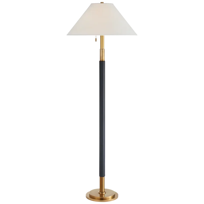Garner Floor Lamp, Brass and Navy