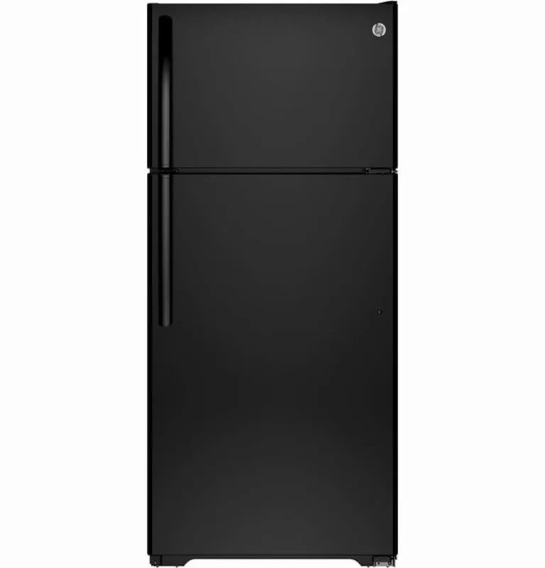 GE - 28 Inch 15.5 cu. ft Top Mount Refrigerator in Black - GTE16GTHBB Black