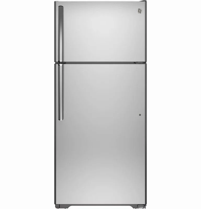 GE - 28 Inch 15.5 cu. ft Top Mount Refrigerator in Stainless - GTE16GSHSS Stainless
