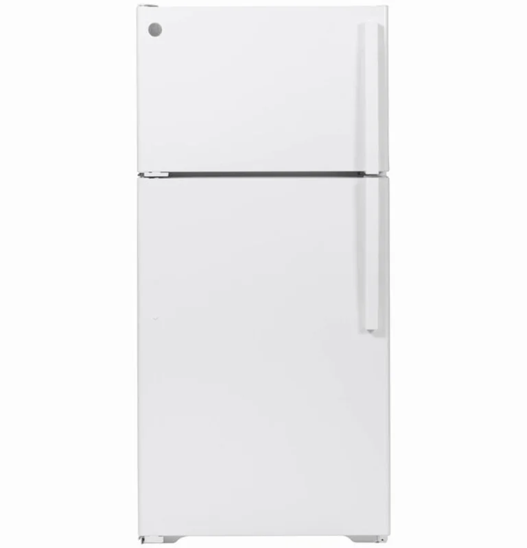 GE - 28 Inch 15.6 cu. ft Top Mount Refrigerator in White - GTE16DTNLWW White
