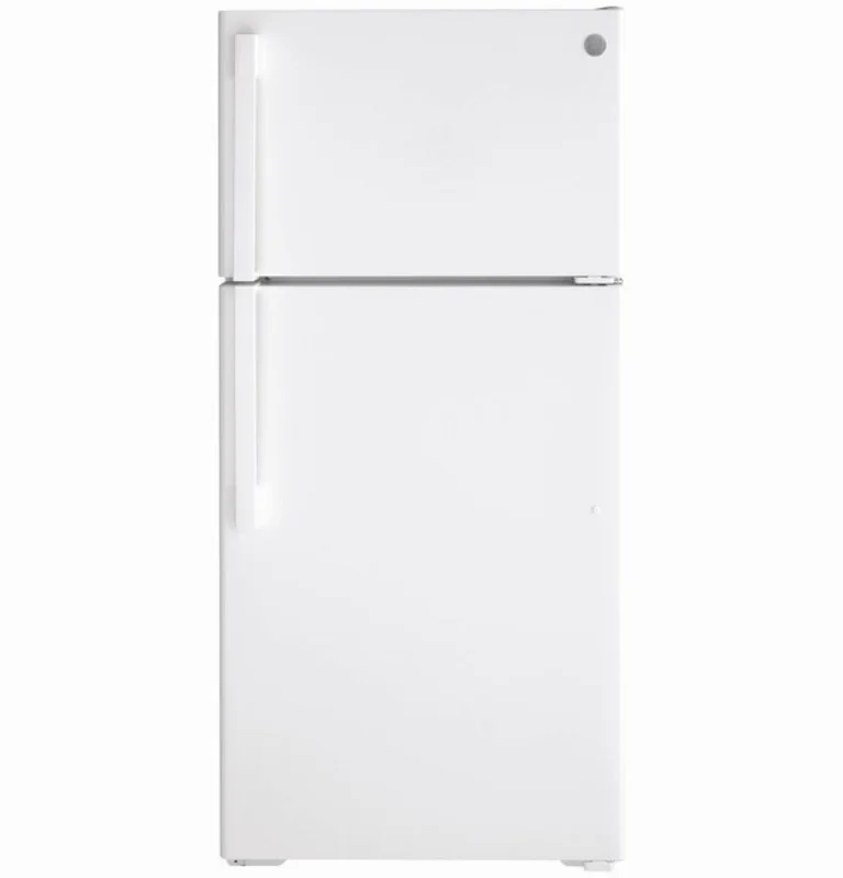 GE - 28 Inch 15.6 cu. ft Top Mount Refrigerator in White - GTE16DTNRWW White