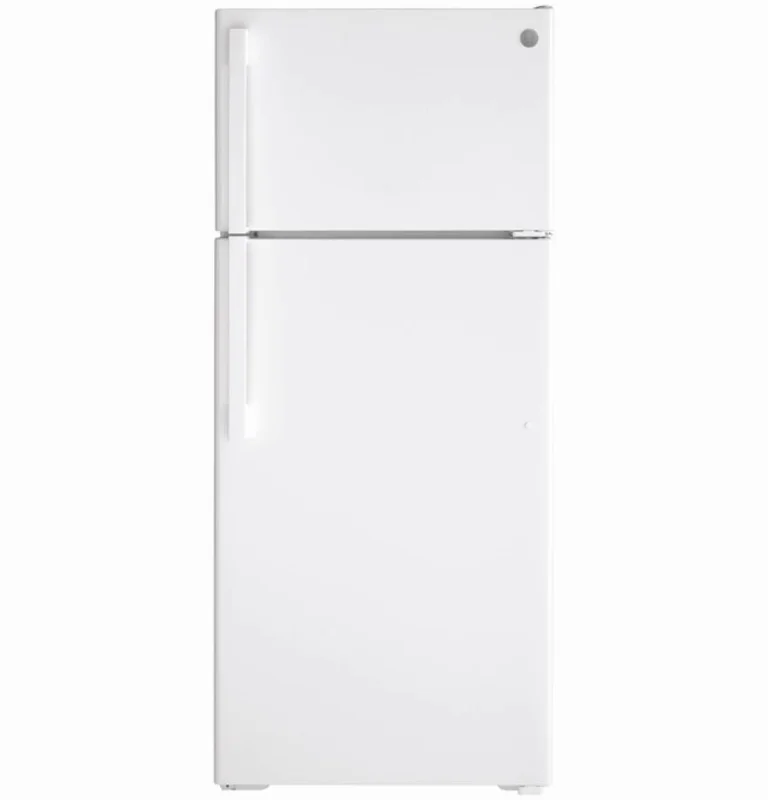 GE - 28 Inch 17.5 cu. ft Top Mount Refrigerator in White - GTE18DTNRWW White