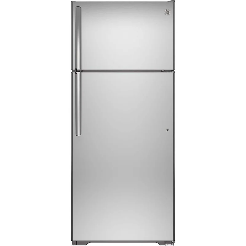 GE - 29.53 Inch 18 cu. ft Top Mount Refrigerator in Stainless - GTS18FSLKSS Stainless