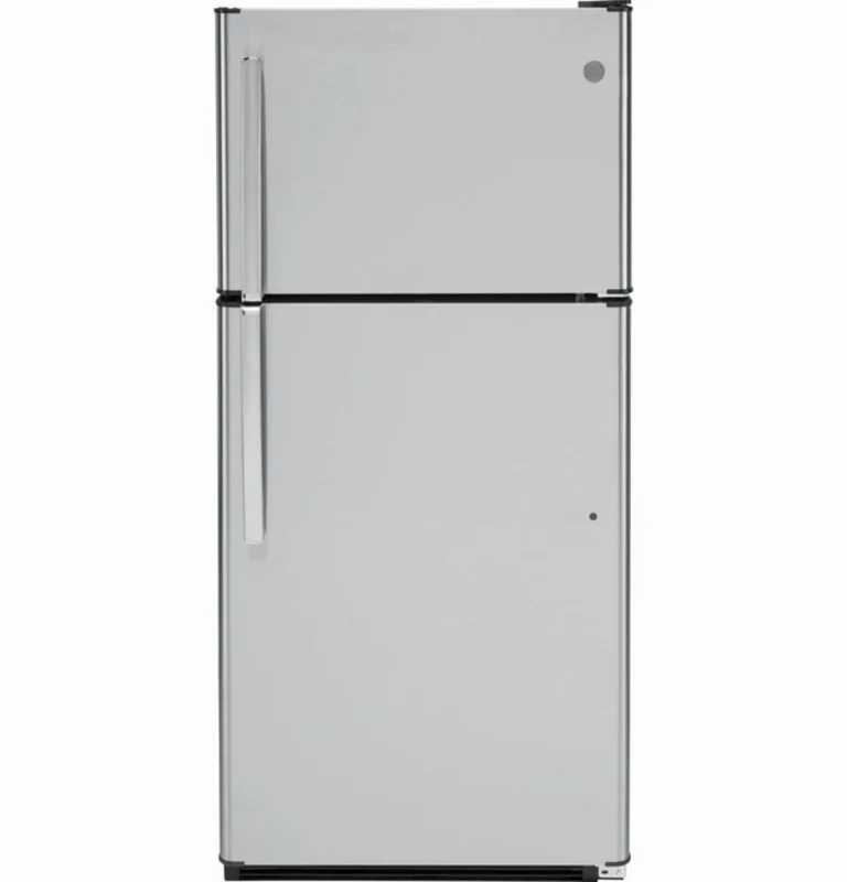 GE - 29.625 Inch 18.2 cu. ft Top Mount Refrigerator in Stainless - GTS18FSLSS Stainless