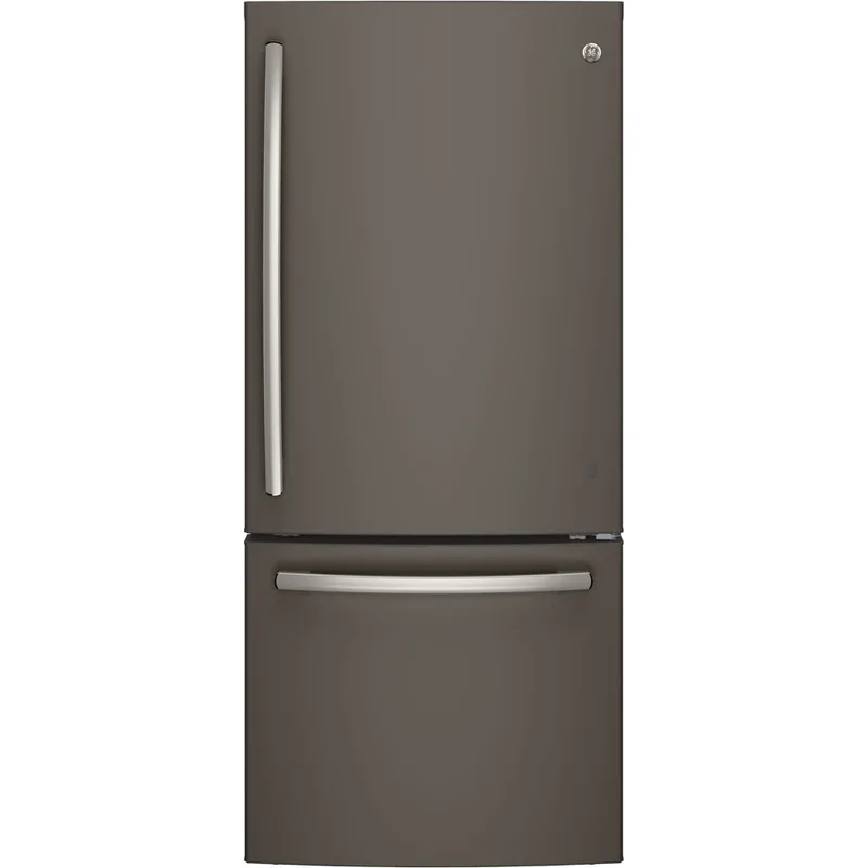 GE - 29.75 Inch 20.9 cu. ft Bottom Mount Refrigerator in Grey - GDE21DMKES Grey
