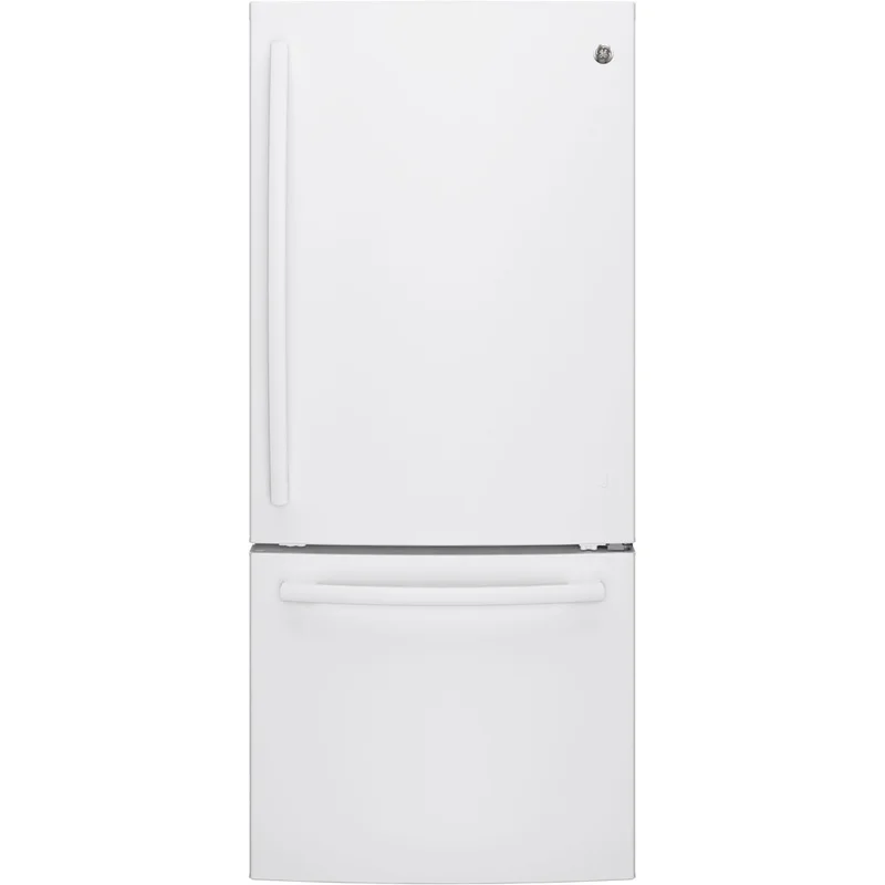 GE - 29.75 Inch 20.9 cu. ft Bottom Mount Refrigerator in White - GDE21DGKWW White