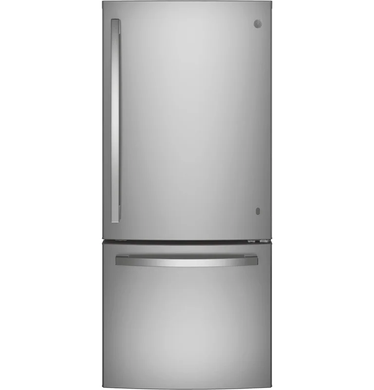 GE - 29.75 Inch 21 cu. ft Bottom Mount Refrigerator in Stainless - GDE21ESKSS Stainless