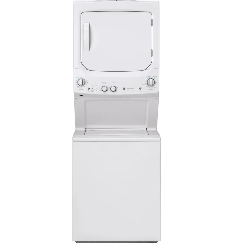 GE - 3.8 cu. Ft. Washer and 5.9 cu. Ft. Dryer Unitized Spacemaker Laundry Stacker - GUD27GSSMWW White