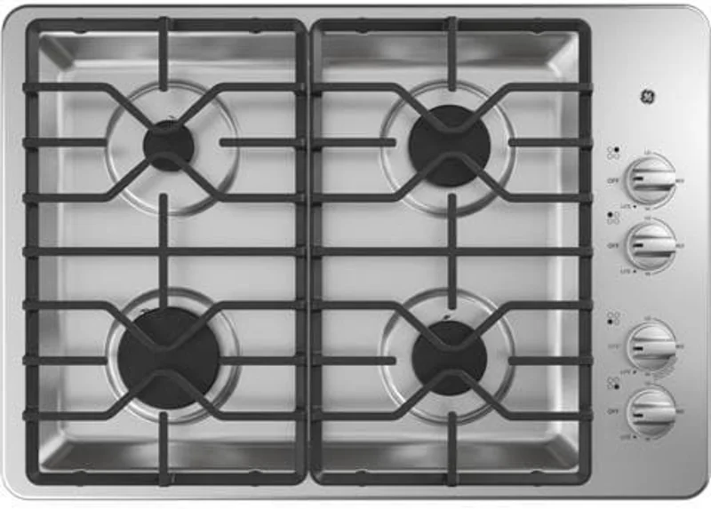 GE - 30 inch wide Gas Cooktop in Stainless - JGP3030SLSS STAINLESS STEEL