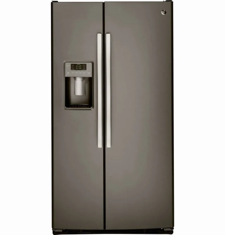 GE - 32.75 Inch 23.2 cu. ft Side by Side Refrigerator in Grey - GSS23HMHES Grey
