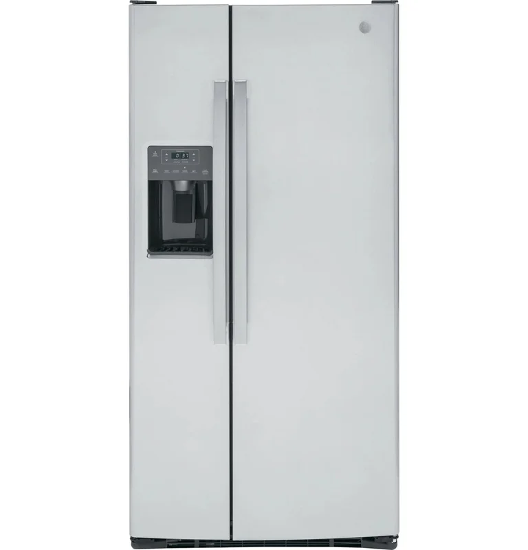 GE - 32.75 Inch 23.2 cu. ft Side by Side Refrigerator in Stainless - GSS23GYPFS Stainless