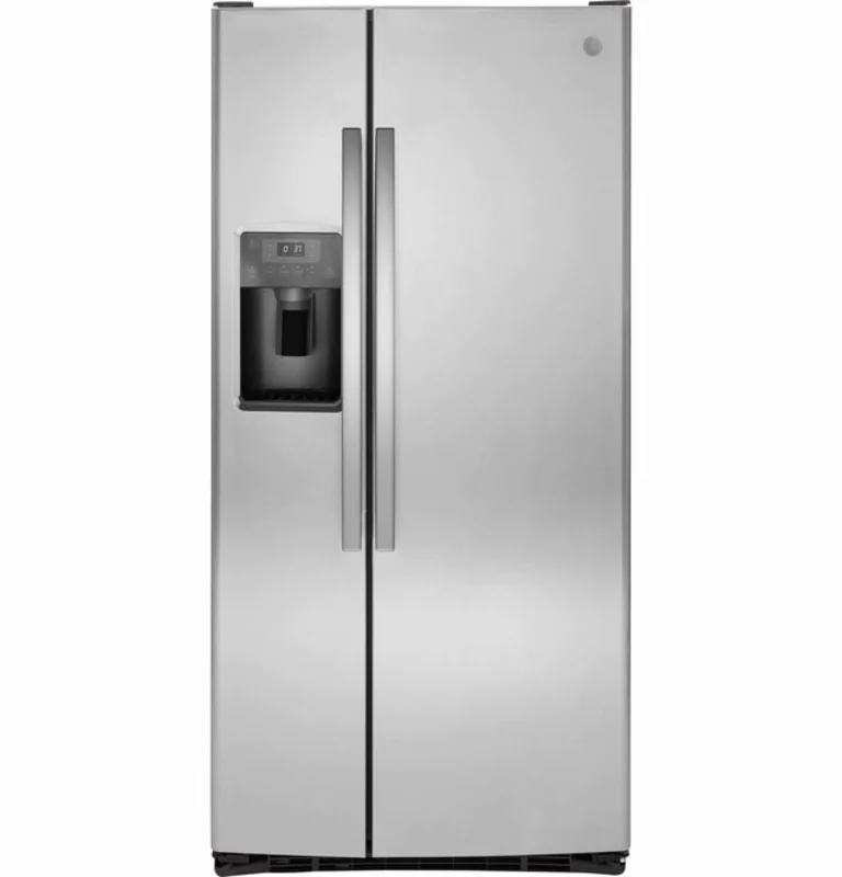 GE - 32.75 Inch 23.2 cu. ft Side by Side Refrigerator in Stainless - GSS23HSHSS Stainless