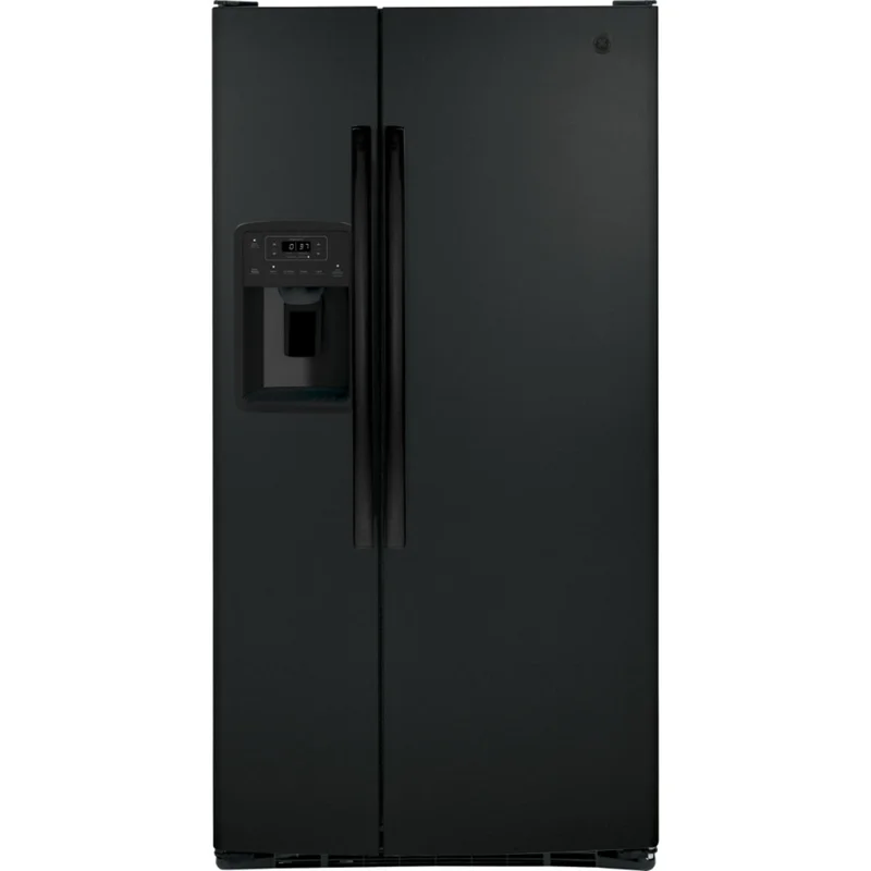 GE - 32.75 Inch 23 cu. ft Side by Side Refrigerator in Black - GSS23GGPBB Black