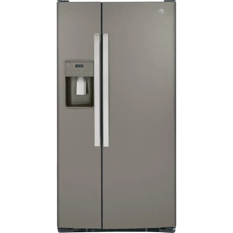 GE - 32.75 Inch 23 cu. ft Side by Side Refrigerator in Grey - GSS23GMPES Grey