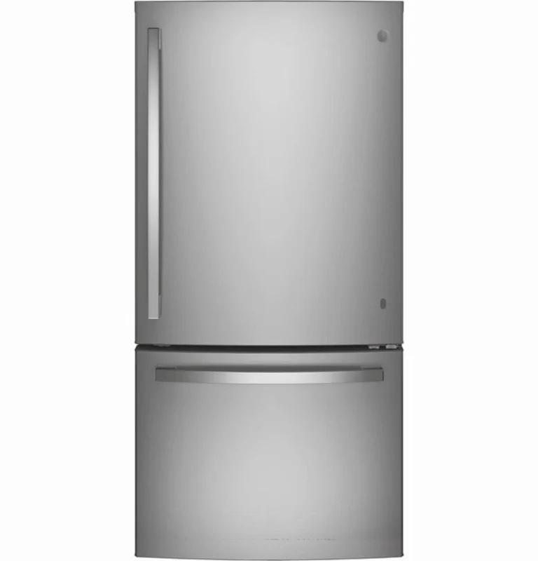 GE - 32.75 Inch 24.8 cu. ft Bottom Mount Refrigerator in Stainless - GDE25ESKSS Stainless