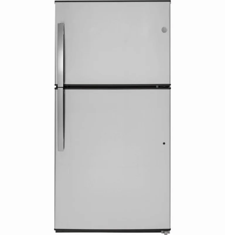 GE - 32.875 Inch 21.1 cu. ft Top Mount Refrigerator in Stainless - GTE21GSHSS Stainless