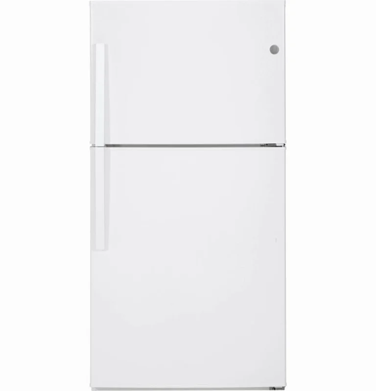 GE - 32.875 Inch 21.1 cu. ft Top Mount Refrigerator in White - GTE21GTHWW White