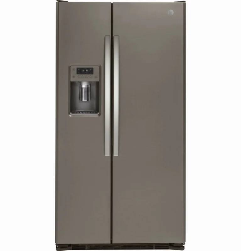 GE - 35.75 Inch 21.9 cu. ft Side by Side Refrigerator in Grey - GZS22DMJES Grey
