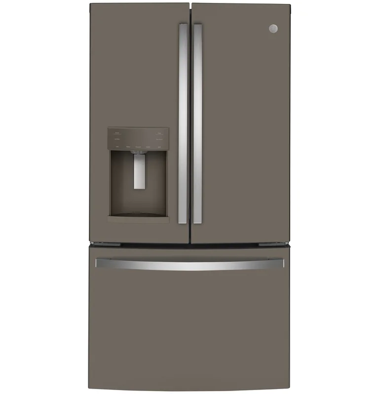 GE - 35.75 Inch 22.1 cu. ft French Door Refrigerator in Slate - GYE22GMNES Black Stainless