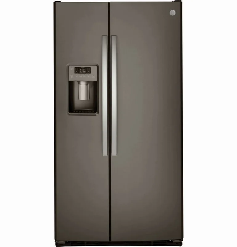 GE - 35.75 Inch 25.3 cu. ft Side by Side Refrigerator in Grey - GSS25GMHES Grey