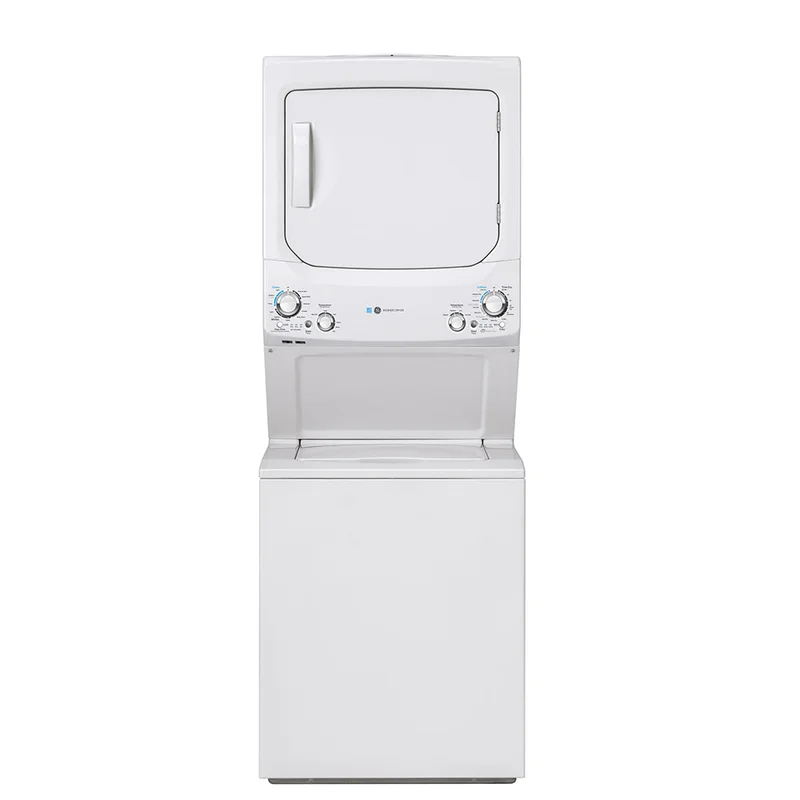GE - 4.5 cu. Ft. Washer and 5.9 cu. Ft. Dryer Unitized Spacemaker Laundry Stacker - GUD27EEMNWW White