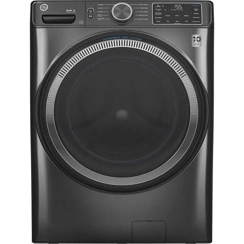 GE - 5.5 cu. Ft Front Load Washer in Grey - GFW550SMNDG Grey
